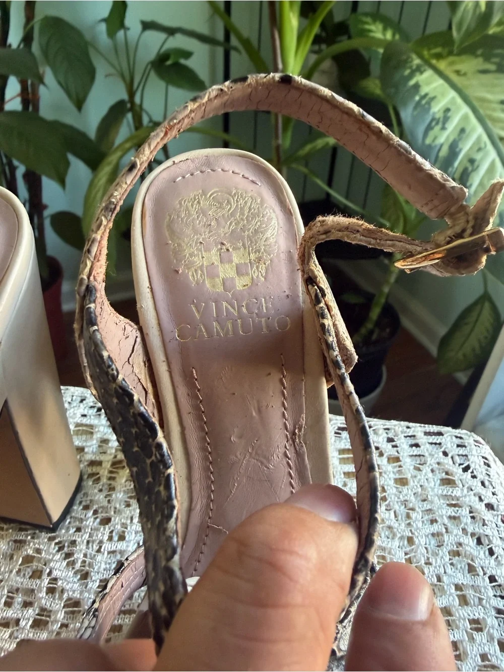 Vince Camuto Snakeskin Print Strappy Platform Heels